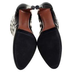 Pre Owned Alaia Black Patent Leather Cut Out Booties Size 40