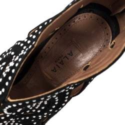 Pre Owned Alaia Black Suede Embellished Cutout Sandals Size 35