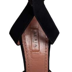 Pre Owned Alaia Black Suede Peep Toe Ankle Strap Platform Sandals Size 36