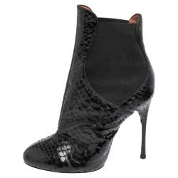 Alaia Black Python and Fabric Ankle Boots Size 38