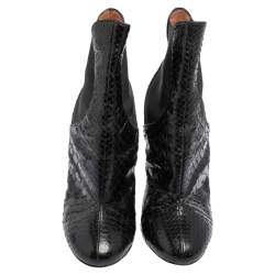 Alaia Black Python and Fabric Ankle Boots Size 38