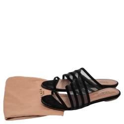 Alaia Black Suede And Net Slide Sandals Size 36