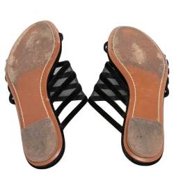 Alaia Black Suede And Net Slide Sandals Size 36