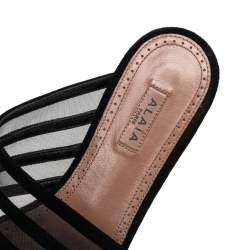 Alaia Black Suede And Net Slide Sandals Size 36