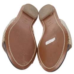 Pre Owned Alaia Gold Leather Flat Slide Sandals Size 37