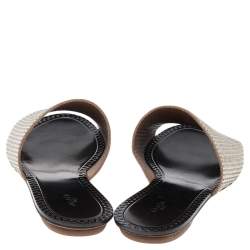 Pre Owned Alaia Gold Leather Flat Slide Sandals Size 37