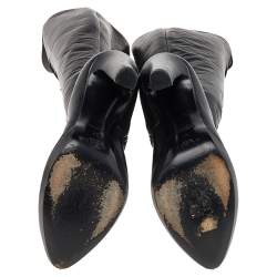 Pre Owned Alaia Black Leather Cutout Knee Length Boots Size 37