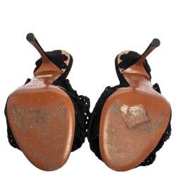 Pre Owned Alaia Black/Beige Suede Slip On Sandals Size 37