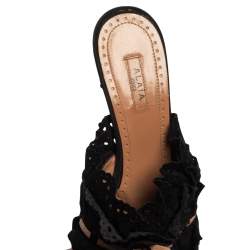 Pre Owned Alaia Black/Beige Suede Slip On Sandals Size 37