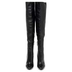 Pre Owned Alaia Black Leather Knee Length  Boots Size 39