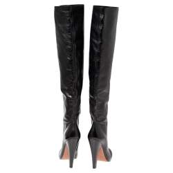 Pre Owned Alaia Black Leather Knee Length  Boots Size 39