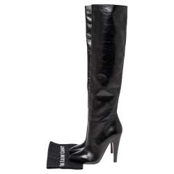 Pre Owned Alaia Black Leather Knee Length  Boots Size 39