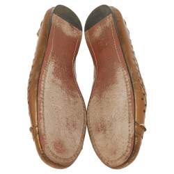 Pre Owned Alaia Gold Leather Ballet Flats Size 38