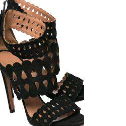 Pre Owned Alaia Black Suede Strap Sandals Size 39.5