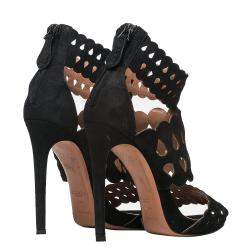 Pre Owned Alaia Black Suede Strap Sandals Size 39.5