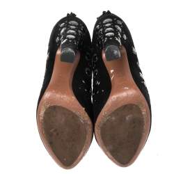 Pre Owned Alaia Black Suede Stud Embellished Ankle Boots Size 40.5