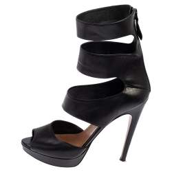 Alaia Black Leather Open Toe Platform Gladiator Sandals Size 40