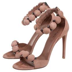 Alaia Beige Suede Bombe Ankle Strap Sandals Size 37