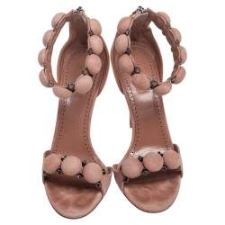 Alaia Beige Suede Bombe Ankle Strap Sandals Size 37