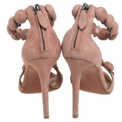 Alaia Beige Suede Bombe Ankle Strap Sandals Size 37