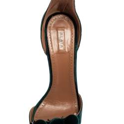 Pre Owned Alaia Green Velvet Bombe Ankle Strap Sandals Size 40