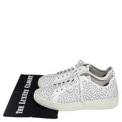 Pre Owned Alaia White Laser Cut Leather Sneakers Size 37