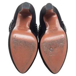 Pre Owned Alaia Black Suede Chain Detail Ankle Boots Size 36