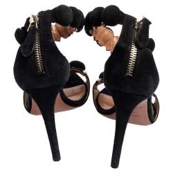 Pre Owned Alaia Black Suede Bombe Studded Open-Toe Sandals Size 36
