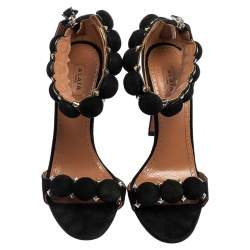 Pre Owned Alaia Black Suede Bombe Studded Open-Toe Sandals Size 36