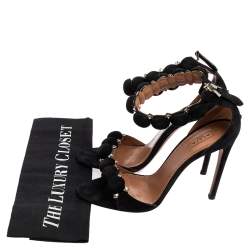 Pre Owned Alaia Black Suede Bombe Studded Open-Toe Sandals Size 36