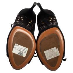 Pre Owned Alaia Black Suede Cut Out Lace Up  Ankle Wrap  Sandals Size 39