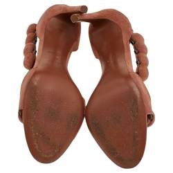 Pre Owned Alaia Beige Suede Bombe Ankle Strap Sandals Size 37