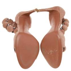 Pre Owned Alaia Beige Suede Bombe Ankle Strap Sandals Size 37