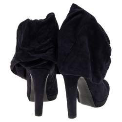 Alaia Navy Blue Suede Ankle Length Boots Size 38