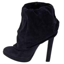 Alaia Navy Blue Suede Ankle Length Boots Size 38