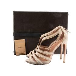 Alaia Beige Suede Laser Cut Out Sandals Size 39.5