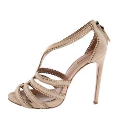 Alaia Beige Suede Laser Cut Out Sandals Size 39.5