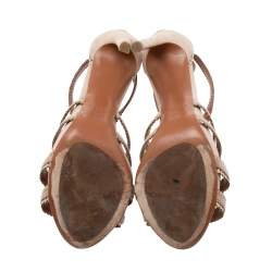 Alaia Beige Suede Laser Cut Out Sandals Size 39.5