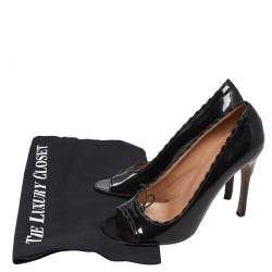 Pre Owned Alaia Black Patent Leather Open Toe  Pumps Size 37