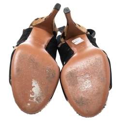 Azzedine Alaia Leopard Pony Hair And Suede Ankle Wrap Sandals Size 39