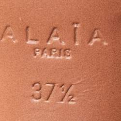 Pre Owned Alaia Black Lizard Embossed Leather Open Toe Platform Gladiator Sandals Size 37.5