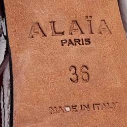 Pre Owned Alaia Burgundy Patent Leather Peep Toe Platform Pumps Size 36