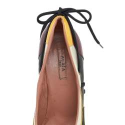 Pre Owned Alaia Multicolor Leather and Suede Lace Up Pumps Size 36.5