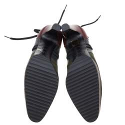 Pre Owned Alaia Multicolor Leather and Suede Lace Up Pumps Size 36.5