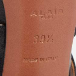 Pre Owned Alaia Black Leather Studded Accents T-Strap Sandals Size 39.5