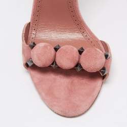 Pre Owned Alaia Light Pink Suede Bombe Ankle Strap Sandals Size 39
