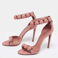 Pre Owned Alaia Light Pink Suede Bombe Ankle Strap Sandals Size 39