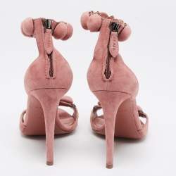 Pre Owned Alaia Light Pink Suede Bombe Ankle Strap Sandals Size 39