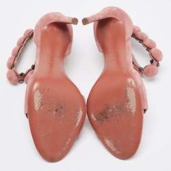 Pre Owned Alaia Light Pink Suede Bombe Ankle Strap Sandals Size 39