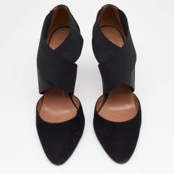 Pre Owned Alaia Black Suede And Stretch Band Cross Strap Sandals Size 40